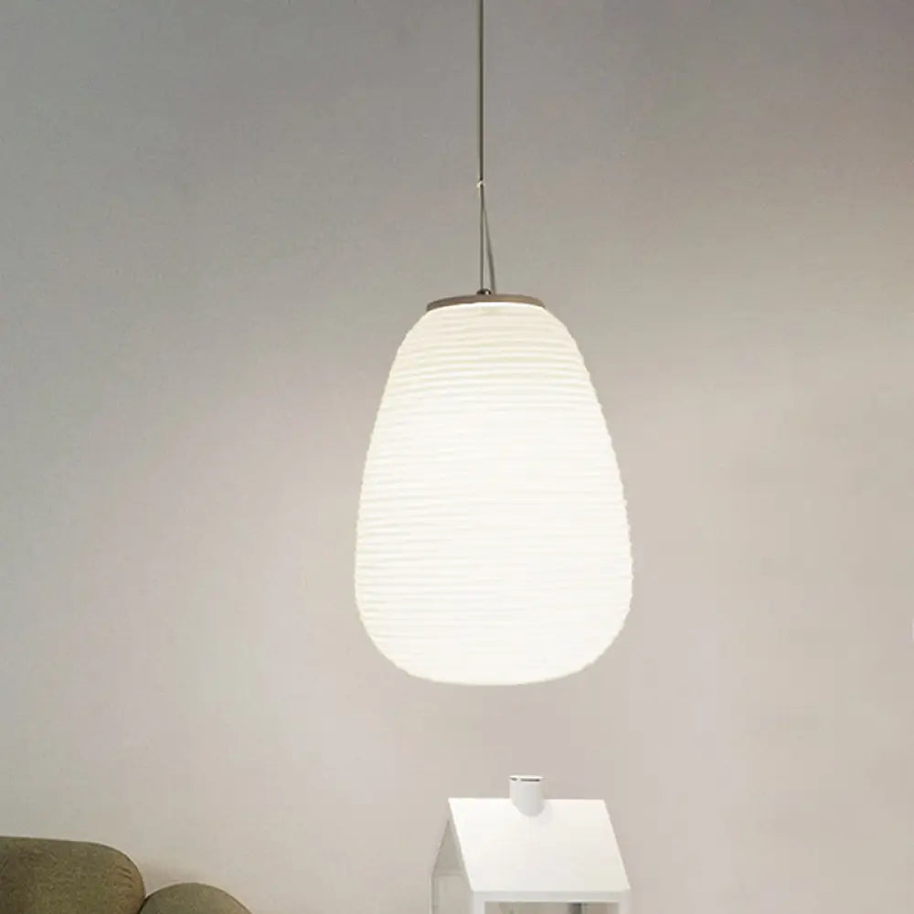 DecorBites™ Cocoon Pendant Ceiling Light Post Modern Ribbed Glass 1 Light White Hanging Light