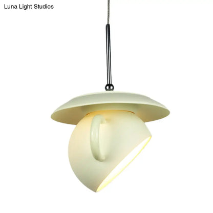 Coffee Cup Macaron Pendant Light with Cement Shade - White/Blue/Yellow Finish, LED Ceiling Lamp Fixture