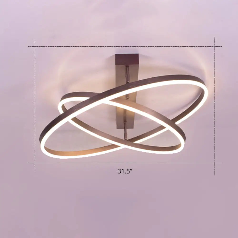 DecorBites™ DecorBites™ Coffee Metal LED Semi Flush Mount Ceiling Lamp – Simplicity in Bedroom Lighting