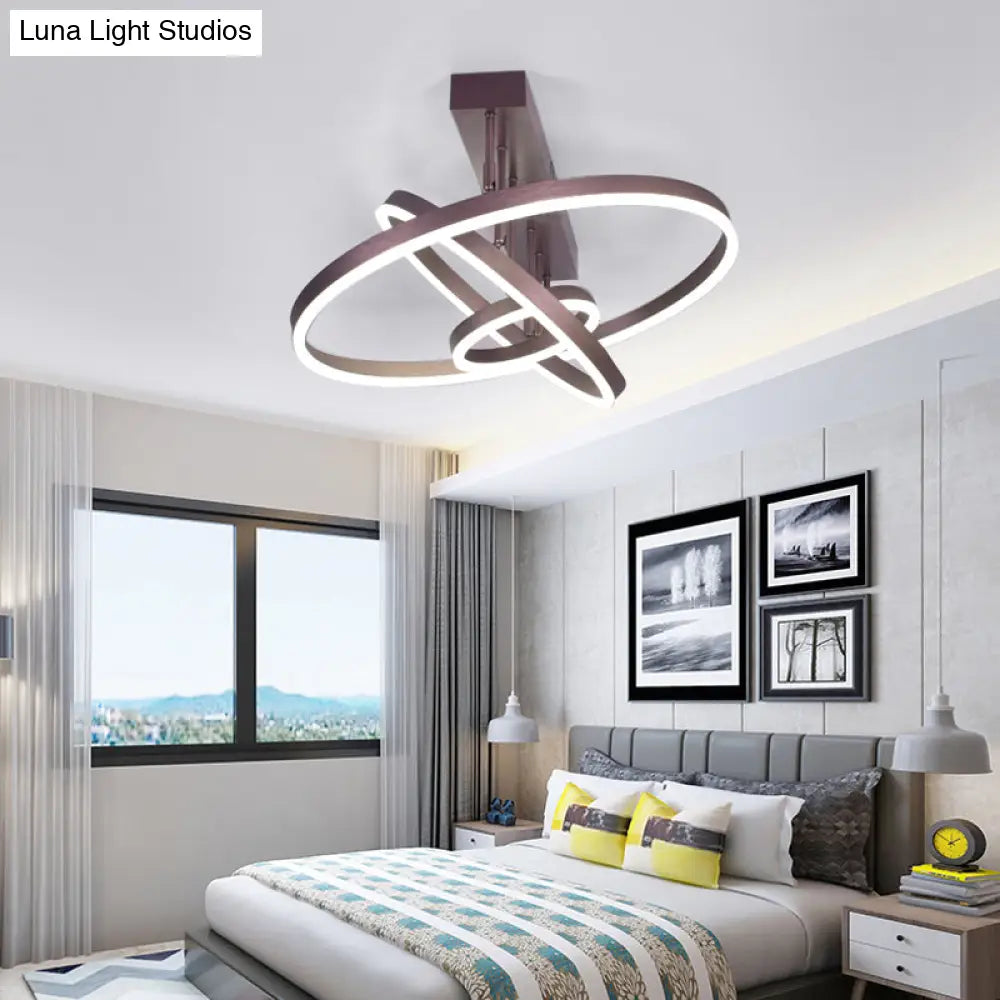 DecorBites™ DecorBites™ Coffee Metal LED Semi Flush Mount Ceiling Lamp – Simplicity in Bedroom Lighting
