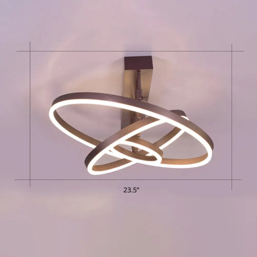 DecorBites™ DecorBites™ Coffee Metal LED Semi Flush Mount Ceiling Lamp – Simplicity in Bedroom Lighting