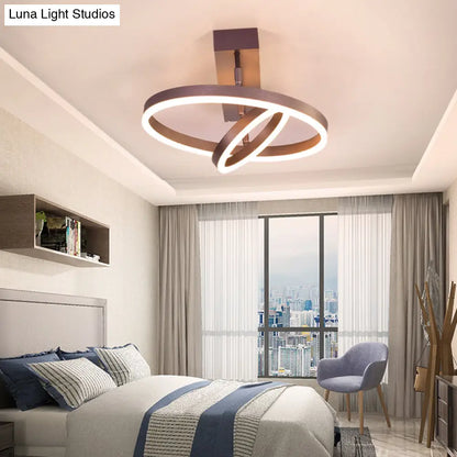 DecorBites™ DecorBites™ Coffee Metal LED Semi Flush Mount Ceiling Lamp – Simplicity in Bedroom Lighting