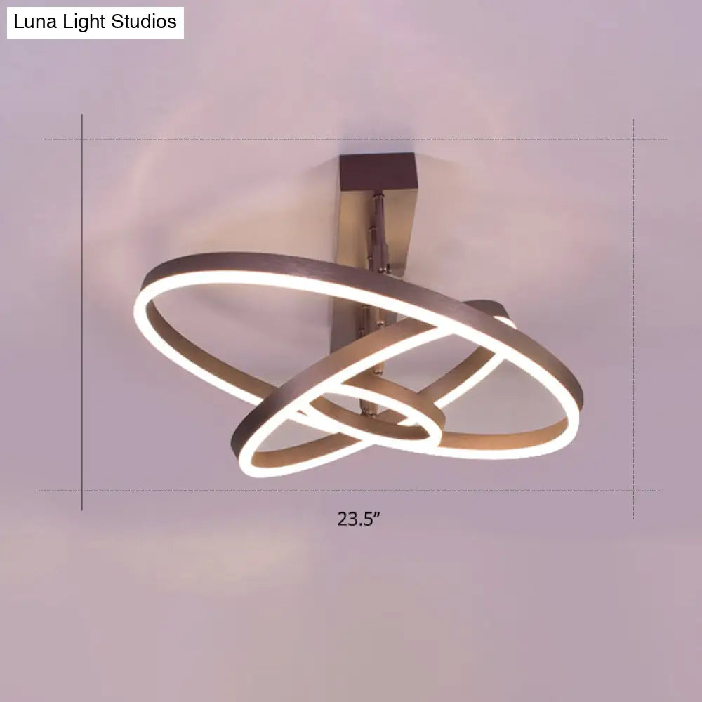 DecorBites™ DecorBites™ Coffee Metal LED Semi Flush Mount Ceiling Lamp – Simplicity in Bedroom Lighting