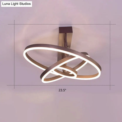 DecorBites™ DecorBites™ Coffee Metal LED Semi Flush Mount Ceiling Lamp – Simplicity in Bedroom Lighting