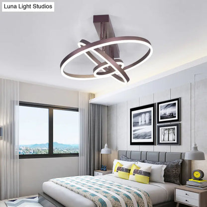 DecorBites™ DecorBites™ Coffee Metal LED Semi Flush Mount Ceiling Lamp – Simplicity in Bedroom Lighting