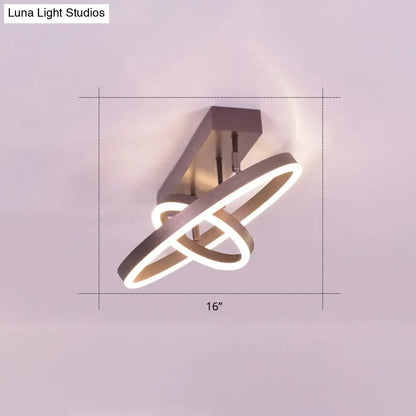 DecorBites™ DecorBites™ Coffee Metal LED Semi Flush Mount Ceiling Lamp – Simplicity in Bedroom Lighting