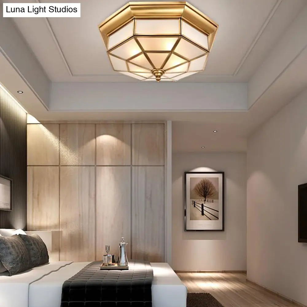 DecorBites™ Colonial Brass Ceiling Light with Prismatic Milky Glass - 4/6 Bulbs - Ideal for Living Rooms - 17" or 23.5" Width