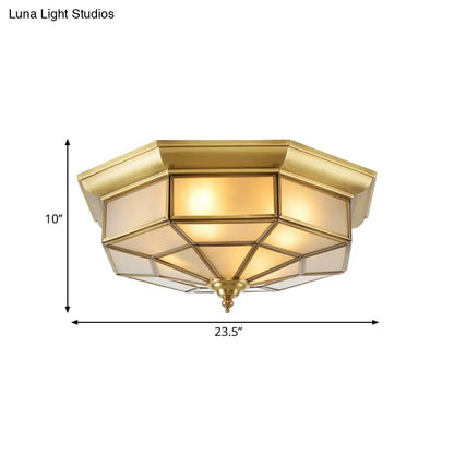 DecorBites™ Colonial Brass Ceiling Light with Prismatic Milky Glass - 4/6 Bulbs - Ideal for Living Rooms - 17" or 23.5" Width