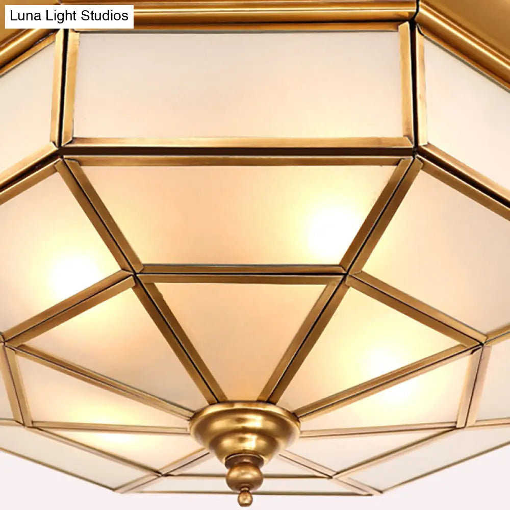 DecorBites™ Colonial Brass Ceiling Light with Prismatic Milky Glass - 4/6 Bulbs - Ideal for Living Rooms - 17" or 23.5" Width