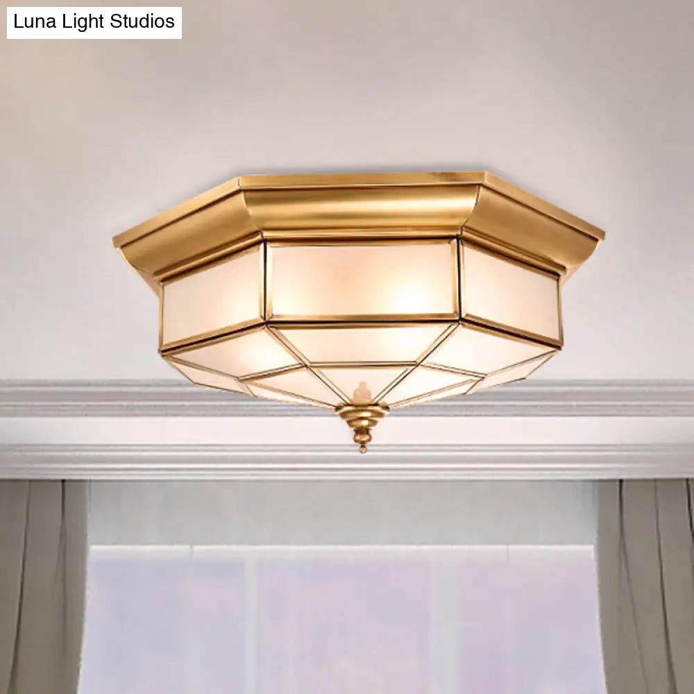 DecorBites™ Colonial Brass Ceiling Light with Prismatic Milky Glass - 4/6 Bulbs - Ideal for Living Rooms - 17" or 23.5" Width