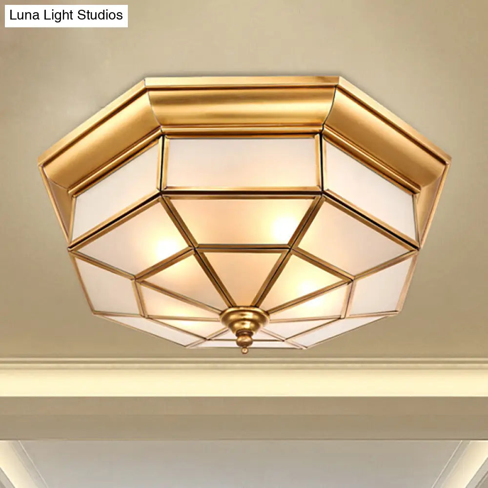 DecorBites™ Colonial Brass Ceiling Light with Prismatic Milky Glass - 4/6 Bulbs - Ideal for Living Rooms - 17" or 23.5" Width