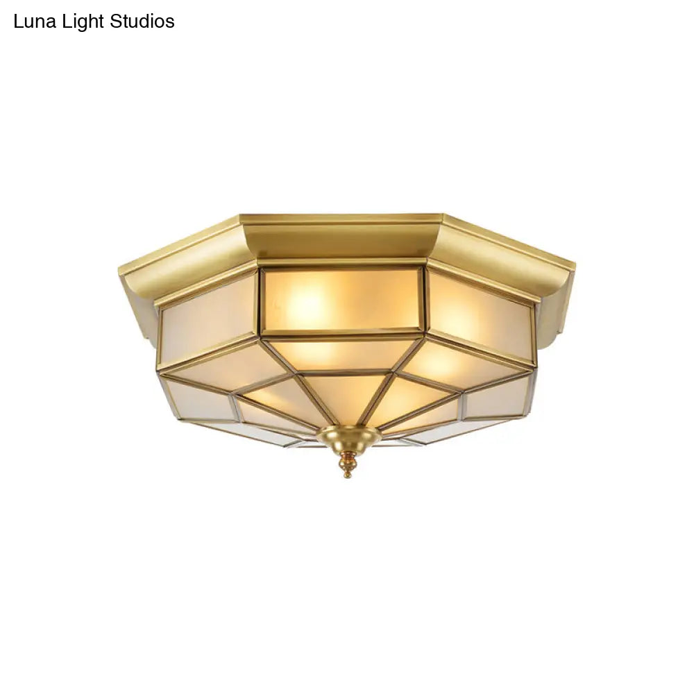 DecorBites™ Colonial Brass Ceiling Light with Prismatic Milky Glass - 4/6 Bulbs - Ideal for Living Rooms - 17" or 23.5" Width