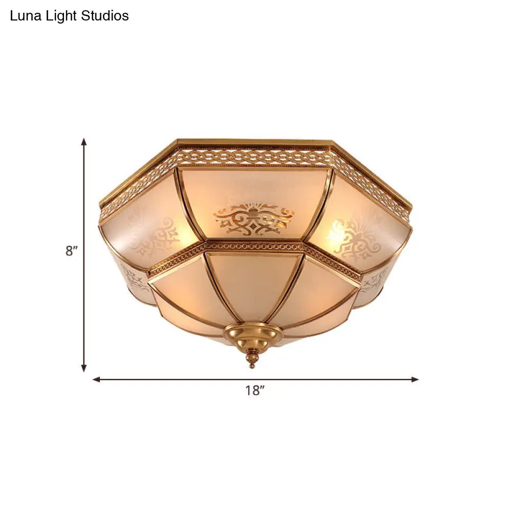 DecorBites™ DecorBites™ Colonial Brass Curved Glass Flush Light Fixture for Living Room, 16.5"/18" W
