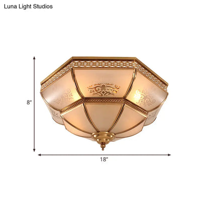 DecorBites™ DecorBites™ Colonial Brass Curved Glass Flush Light Fixture for Living Room, 16.5"/18" W