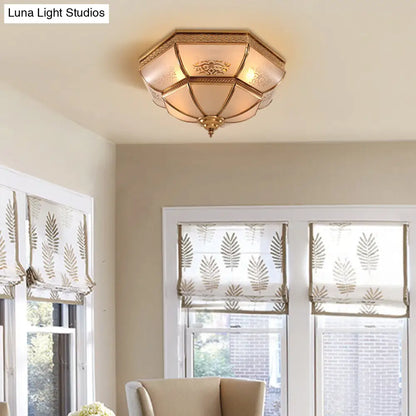 DecorBites™ DecorBites™ Colonial Brass Curved Glass Flush Light Fixture for Living Room, 16.5"/18" W