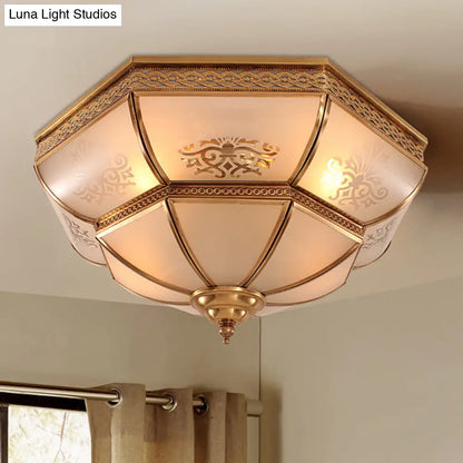 DecorBites™ DecorBites™ Colonial Brass Curved Glass Flush Light Fixture for Living Room, 16.5"/18" W