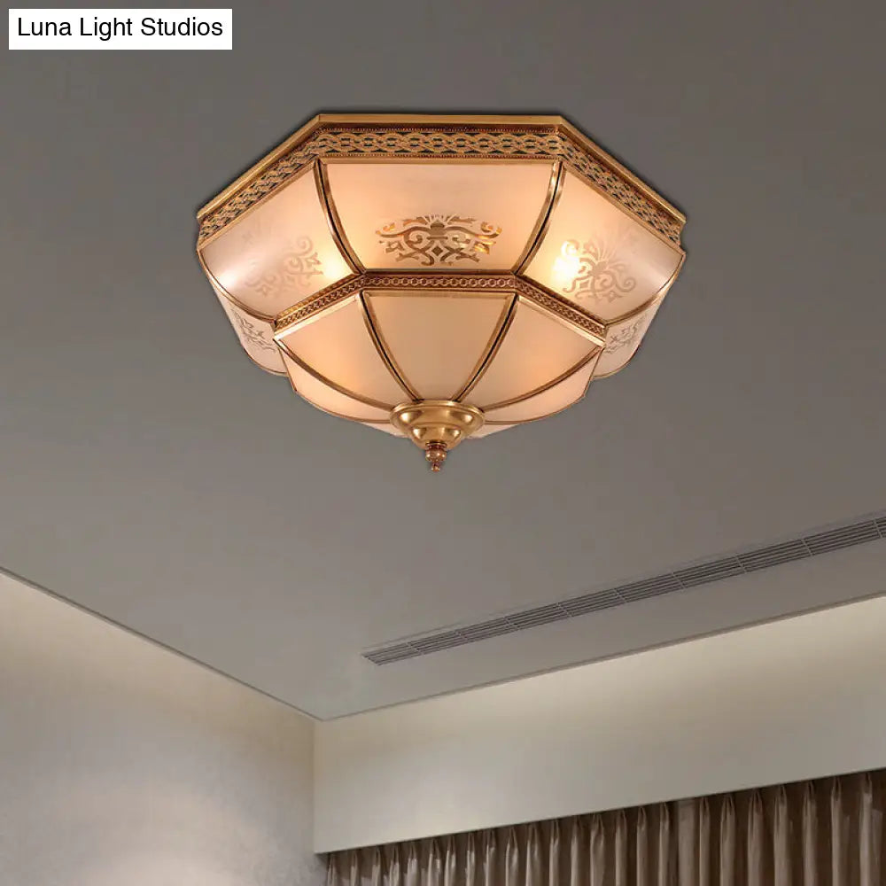 DecorBites™ DecorBites™ Colonial Brass Curved Glass Flush Light Fixture for Living Room, 16.5"/18" W