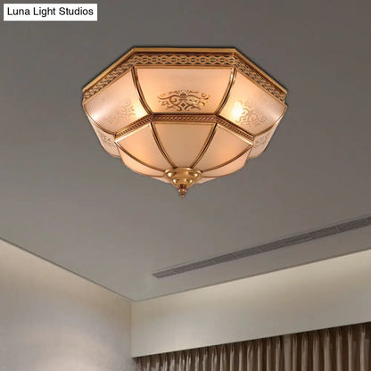 DecorBites™ DecorBites™ Colonial Brass Curved Glass Flush Light Fixture for Living Room, 16.5"/18" W