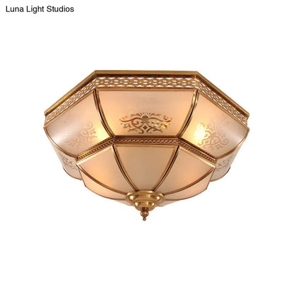 DecorBites™ DecorBites™ Colonial Brass Curved Glass Flush Light Fixture for Living Room, 16.5"/18" W