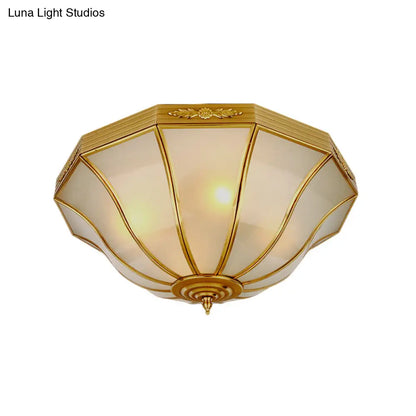 DecorBites™ Colonial Brass Flared Bedroom Ceiling Light, Opal Glass, 14.5"-18.5"W, 3/4-Light