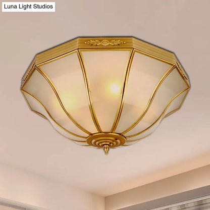 DecorBites™ Colonial Brass Flared Bedroom Ceiling Light, Opal Glass, 14.5"-18.5"W, 3/4-Light
