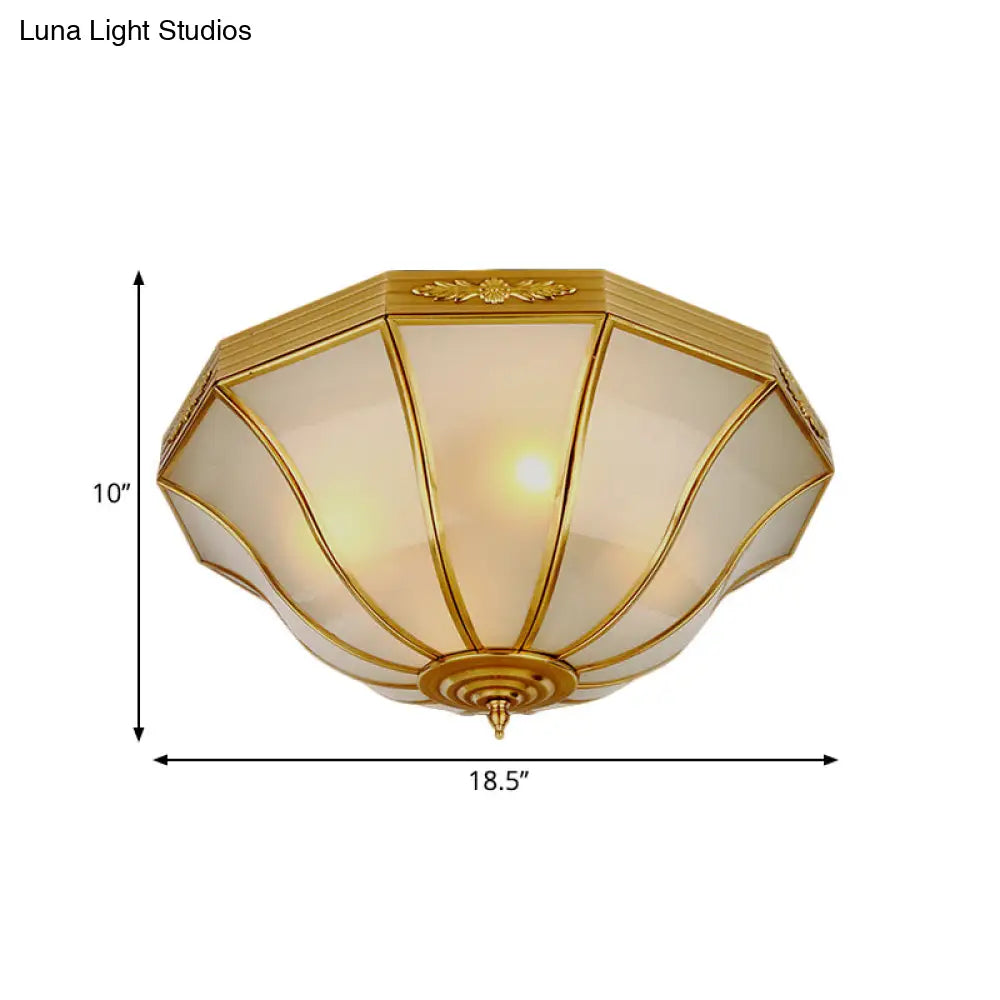 DecorBites™ Colonial Brass Flared Bedroom Ceiling Light, Opal Glass, 14.5"-18.5"W, 3/4-Light