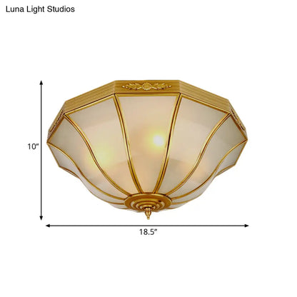 DecorBites™ Colonial Brass Flared Bedroom Ceiling Light, Opal Glass, 14.5"-18.5"W, 3/4-Light