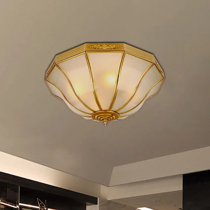 DecorBites™ Colonial Brass Flared Bedroom Ceiling Light, Opal Glass, 14.5"-18.5"W, 3/4-Light