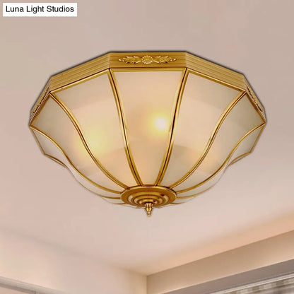 DecorBites™ Colonial Brass Flared Bedroom Ceiling Light, Opal Glass, 14.5"-18.5"W, 3/4-Light
