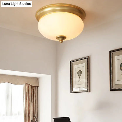 DecorBites™ Colonial Brass Flush Mount Ceiling Light with Opal Glass for Living Room - Set of 2