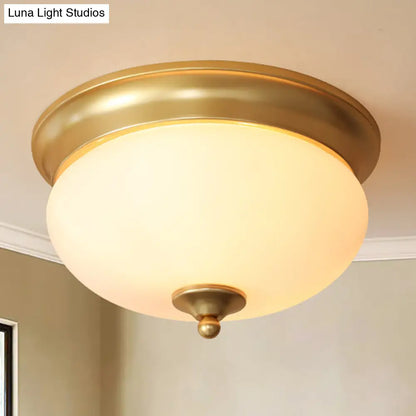 DecorBites™ Colonial Brass Flush Mount Ceiling Light with Opal Glass for Living Room - Set of 2