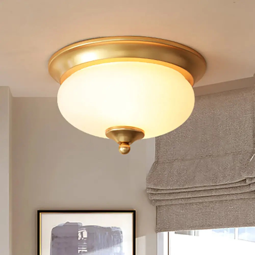 DecorBites™ Colonial Brass Flush Mount Ceiling Light with Opal Glass for Living Room - Set of 2