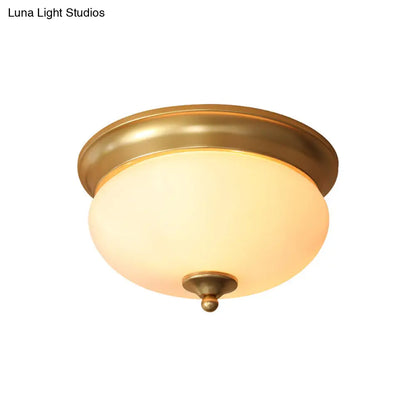 DecorBites™ Colonial Brass Flush Mount Ceiling Light with Opal Glass for Living Room - Set of 2
