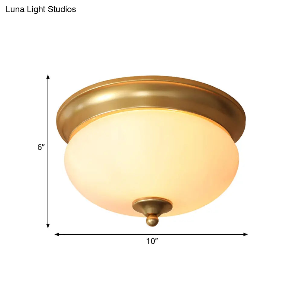DecorBites™ Colonial Brass Flush Mount Ceiling Light with Opal Glass for Living Room - Set of 2