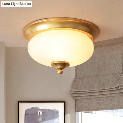 DecorBites™ Colonial Brass Flush Mount Ceiling Light with Opal Glass for Living Room - Set of 2