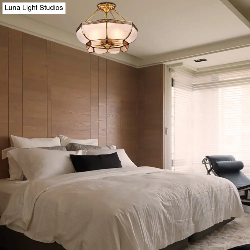 DecorBites™ Colonial Brass Satin Opal Glass Semi Flush Mount Ceiling Light Fixture, 3/4 Bulbs, 14"/18" Dia - Perfect for Living Room Lighting