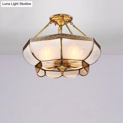 DecorBites™ Colonial Brass Satin Opal Glass Semi Flush Mount Ceiling Light Fixture, 3/4 Bulbs, 14"/18" Dia - Perfect for Living Room Lighting