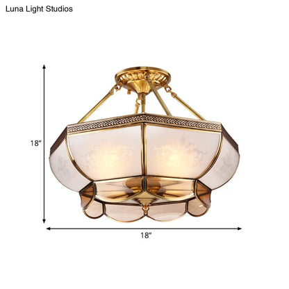 DecorBites™ Colonial Brass Satin Opal Glass Semi Flush Mount Ceiling Light Fixture, 3/4 Bulbs, 14"/18" Dia - Perfect for Living Room Lighting