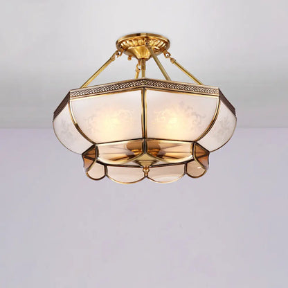 DecorBites™ Colonial Brass Satin Opal Glass Semi Flush Mount Ceiling Light Fixture, 3/4 Bulbs, 14"/18" Dia - Perfect for Living Room Lighting