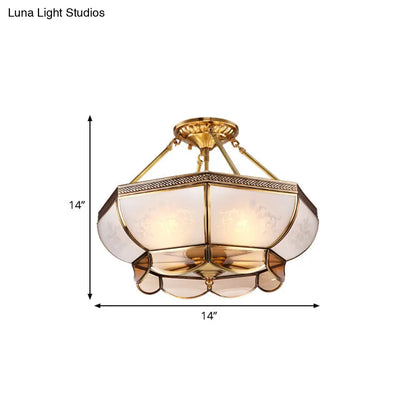 DecorBites™ Colonial Brass Satin Opal Glass Semi Flush Mount Ceiling Light Fixture, 3/4 Bulbs, 14"/18" Dia - Perfect for Living Room Lighting