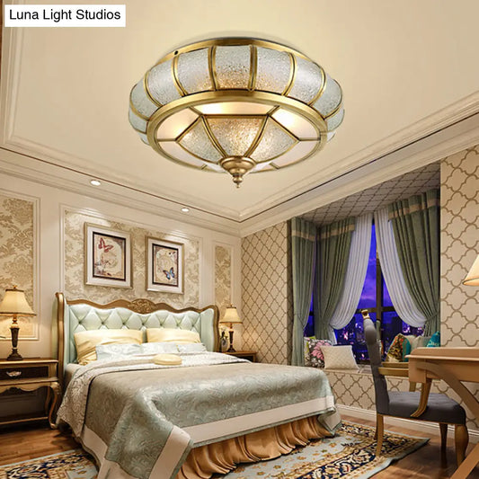 DecorBites™ DecorBites™ Colonial Bubble Glass Flush Mount Ceiling Light with Elliptical Design - Brass Finish - 3/4 Bulbs