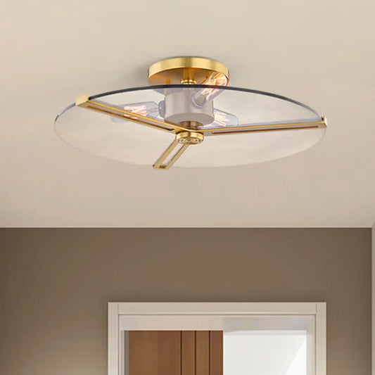 DecorBites™ DecorBites™ Colonial Chrome/Gold Semi-Flush Ceiling Lamp with Clear Glass - Ideal for Bedrooms