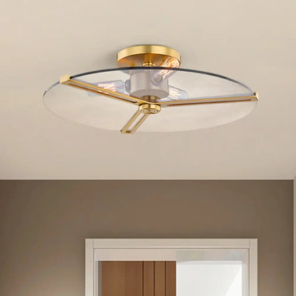 Colonial Chrome/Gold Semi-Flush Ceiling Lamp with Clear Glass - Ideal for Bedrooms