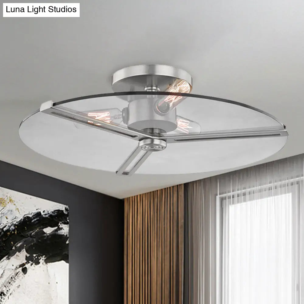 Colonial Chrome/Gold Semi-Flush Ceiling Lamp with Clear Glass - Ideal for Bedrooms