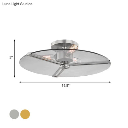 Colonial Chrome/Gold Semi-Flush Ceiling Lamp with Clear Glass - Ideal for Bedrooms