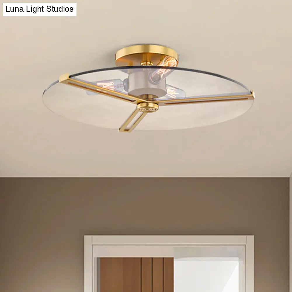 Colonial Chrome/Gold Semi-Flush Ceiling Lamp with Clear Glass - Ideal for Bedrooms