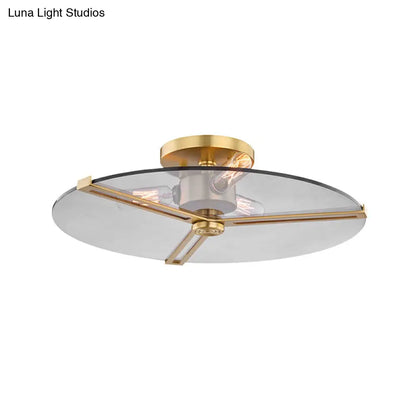 Colonial Chrome/Gold Semi-Flush Ceiling Lamp with Clear Glass - Ideal for Bedrooms