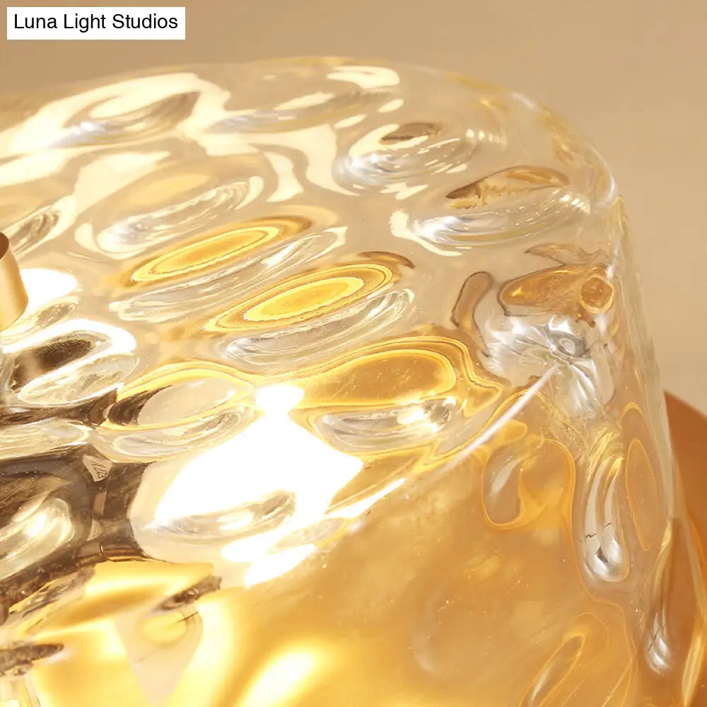 DecorBites™ DecorBites™ Colonial Drum Ceiling Light Fixture, Clear Dimple Glass, Brass Flush Mount for Living Room - 3 Bulbs