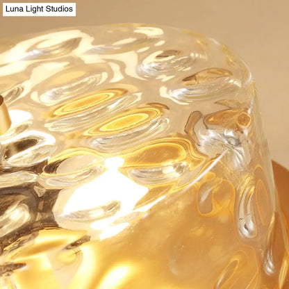 DecorBites™ DecorBites™ Colonial Drum Ceiling Light Fixture, Clear Dimple Glass, Brass Flush Mount for Living Room - 3 Bulbs