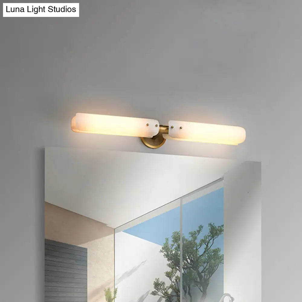 Aplique de pared Colonial Gold para baño con cristal blanco esmerilado - Lámpara de pared para 2 bombillas